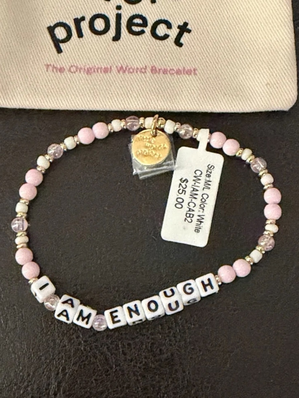 Little Words Project Beaded Stretch Bracelet: I Am Enough
